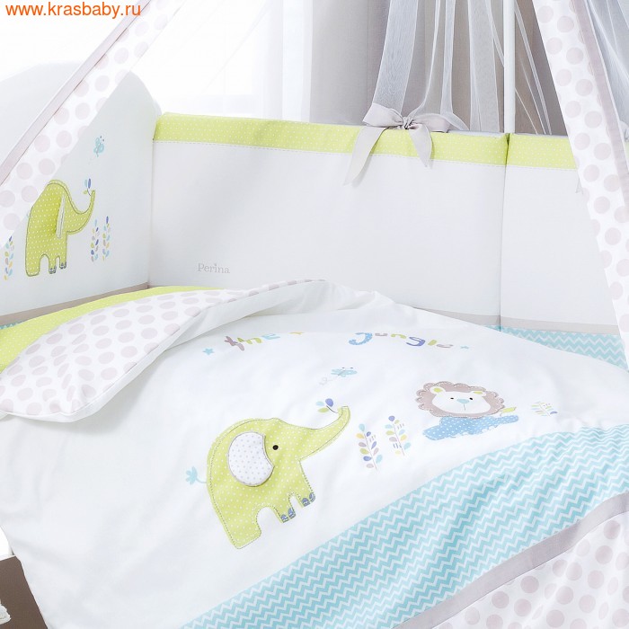 Комплект постельного белья PERINA Комплект в кроватку Джунгли из сатина (7 предметов) (фото, вид 2)