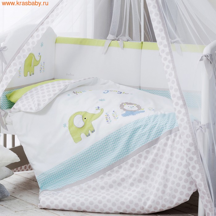 Комплект постельного белья PERINA Комплект в кроватку Джунгли из сатина (7 предметов) (фото)